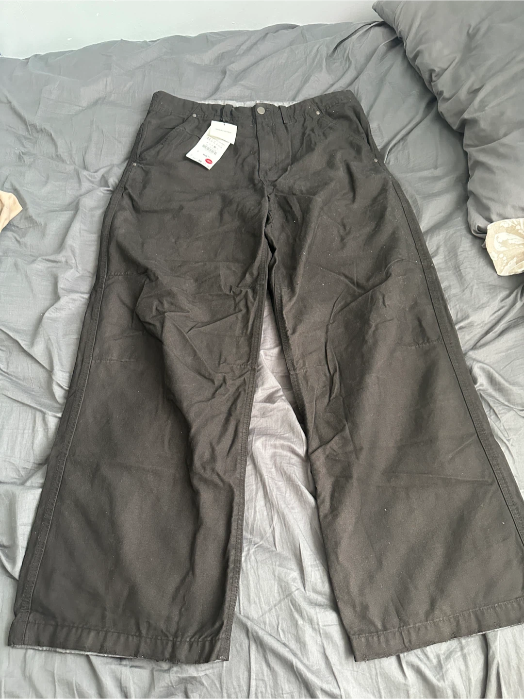 Zara Black Washed Effect Wide Leg Jeans
