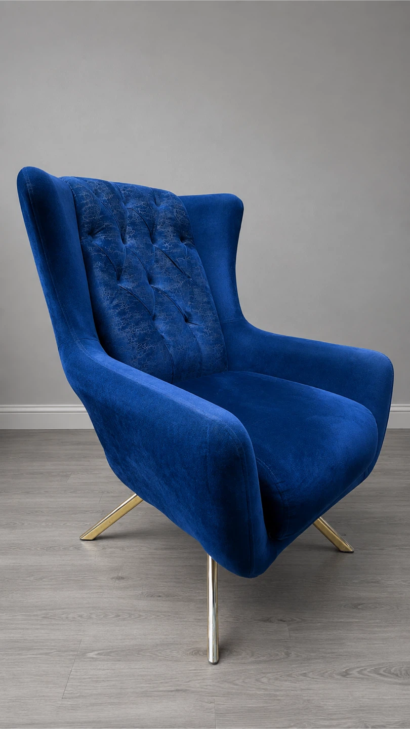 Blue Velvet Accent Chair