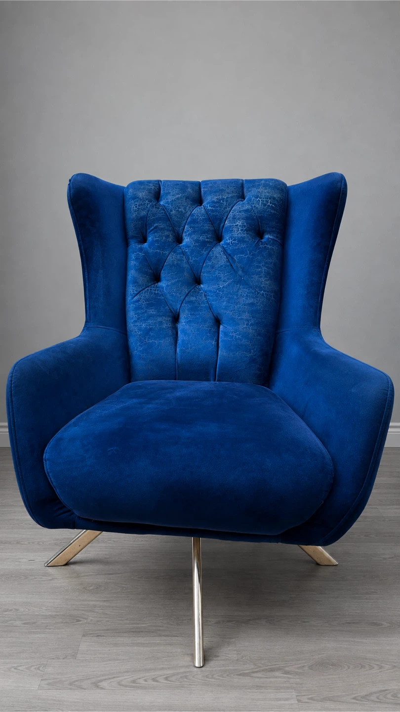 Blue Velvet Accent Chair - photo 3