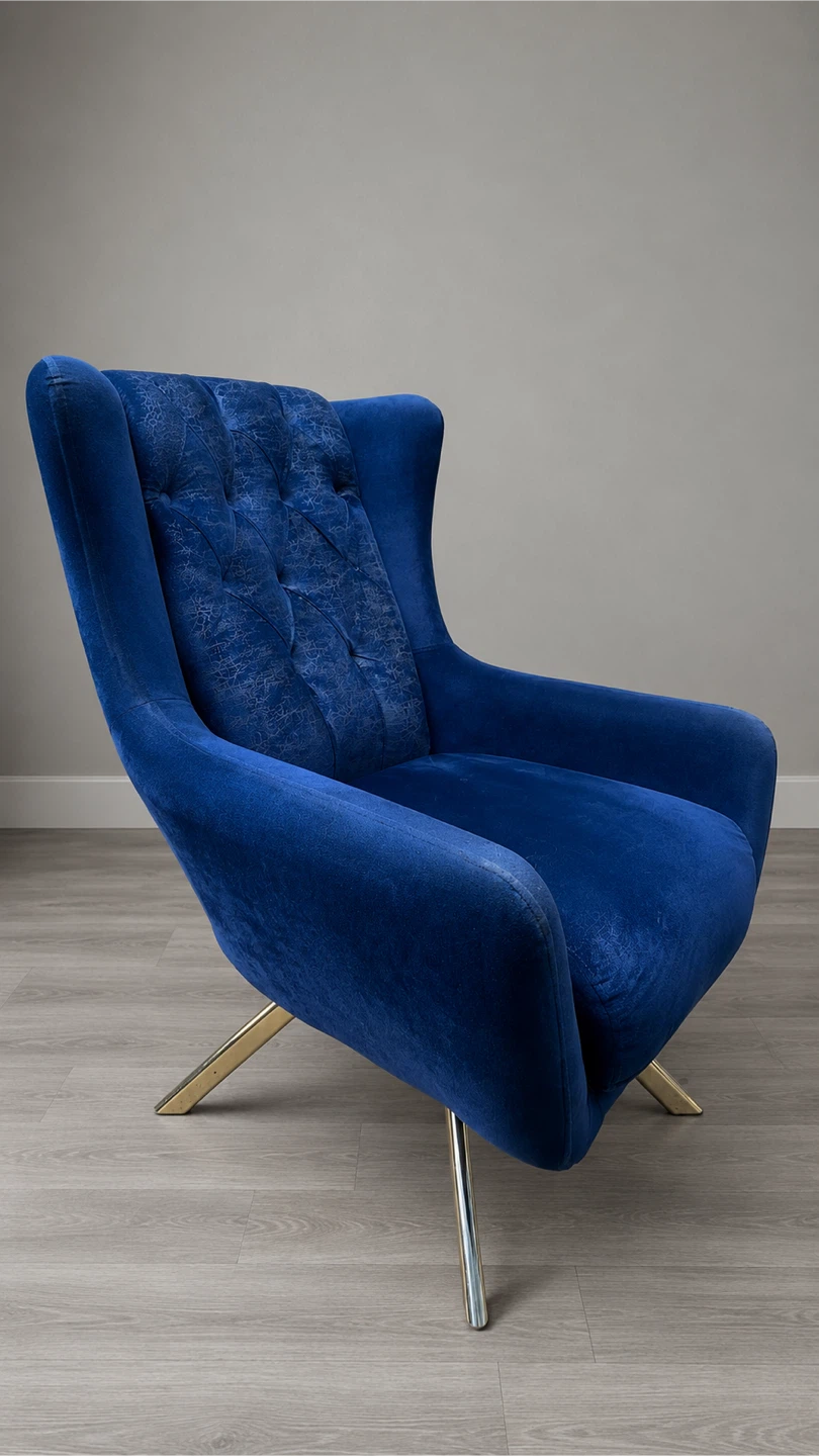 Blue Velvet Accent Chair - photo 5