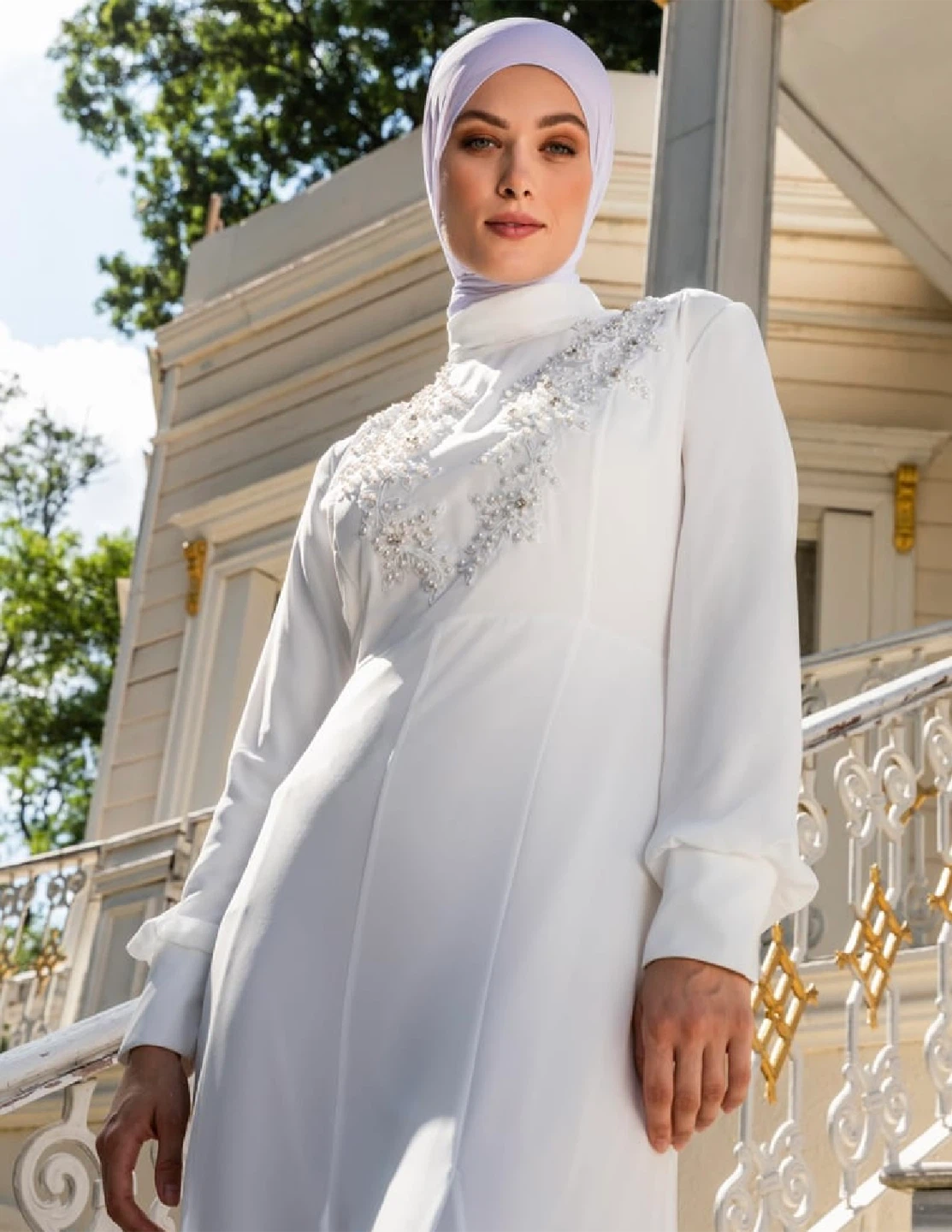 NWT White Embellished Modest Maxi Dress - photo 2