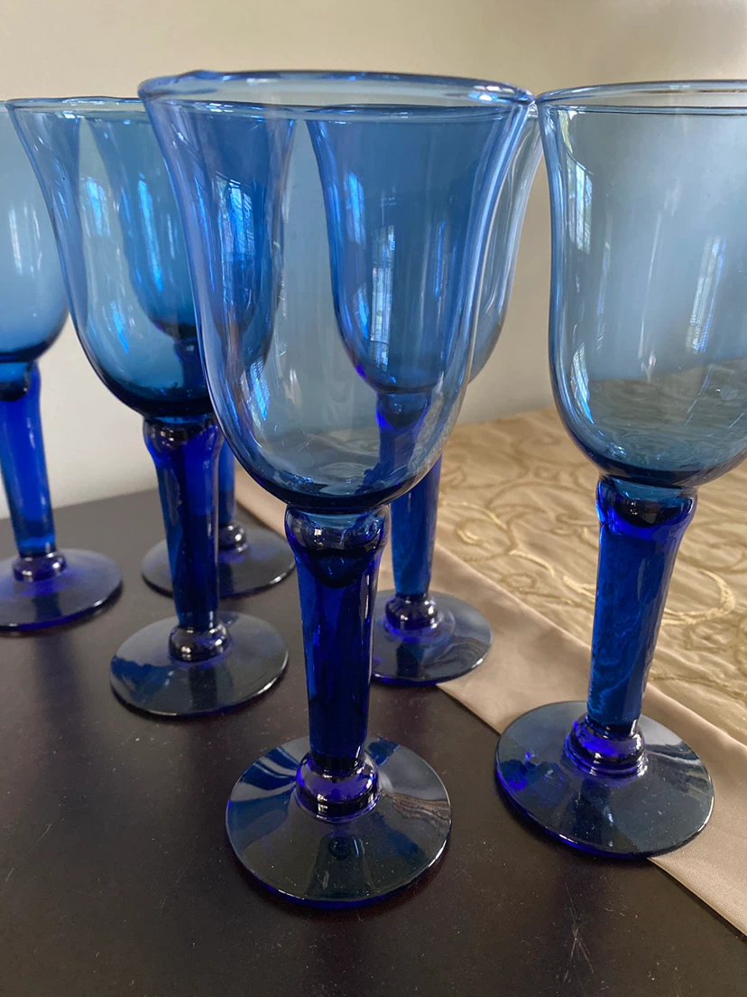 Mexican Blue Glass Goblets (Set of 6) - photo 2