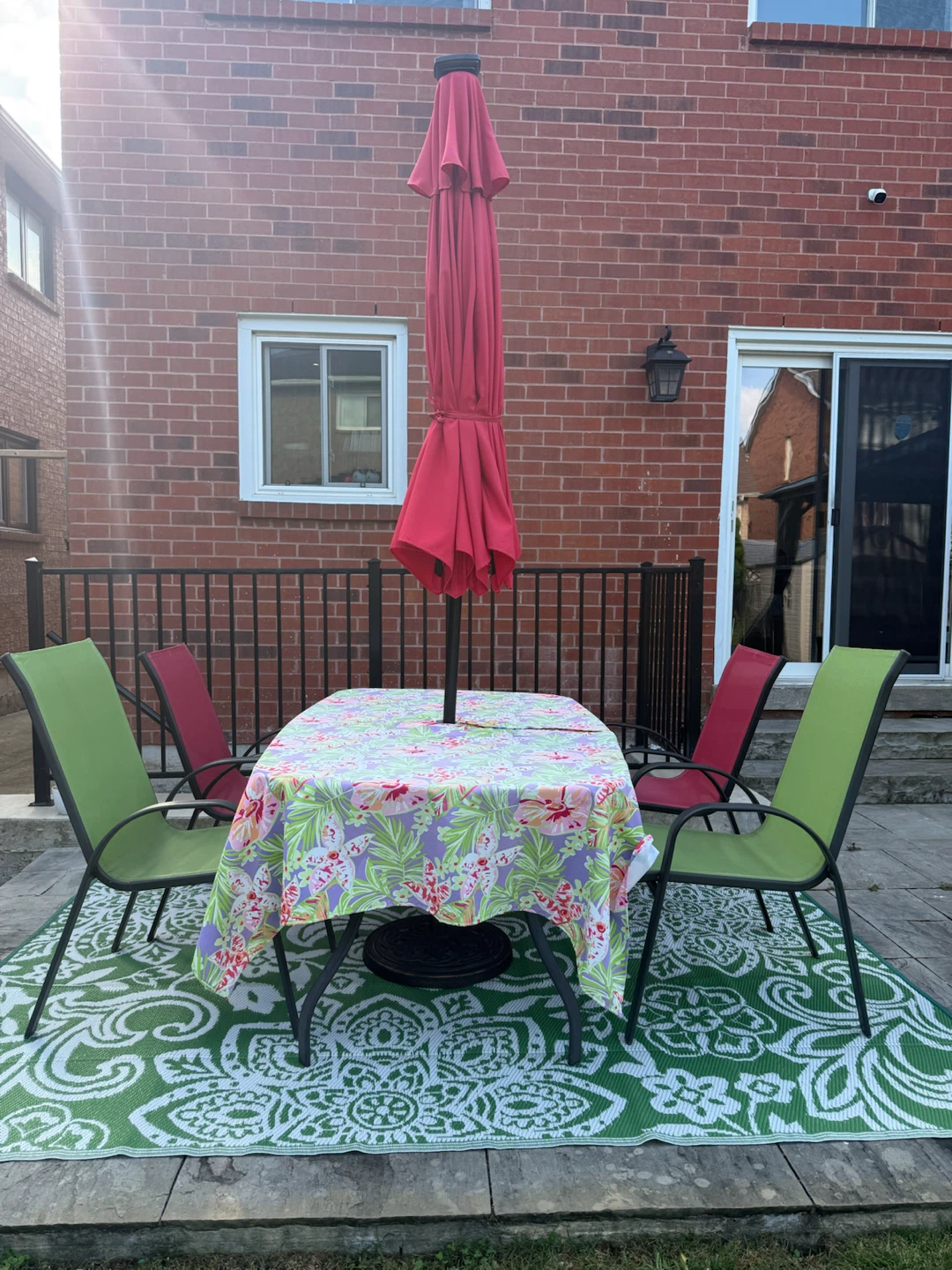 Patio Dining Set with Table, Chairs & Umbrella