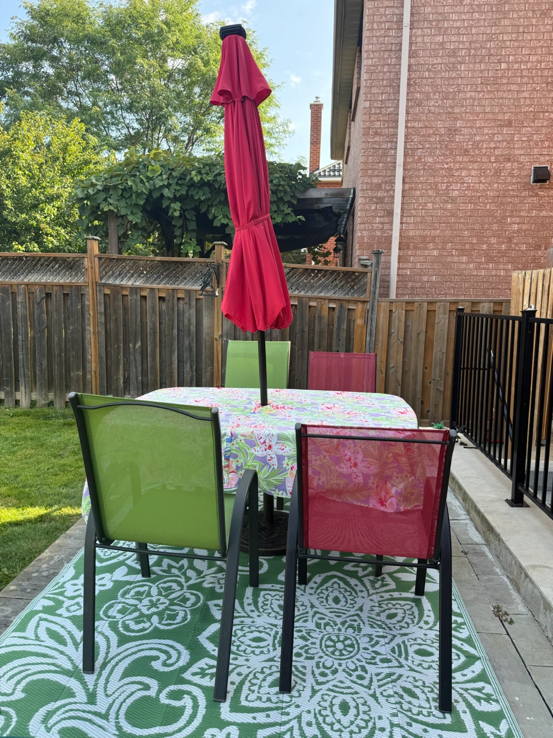 Patio Dining Set with Table, Chairs & Umbrella - photo 5