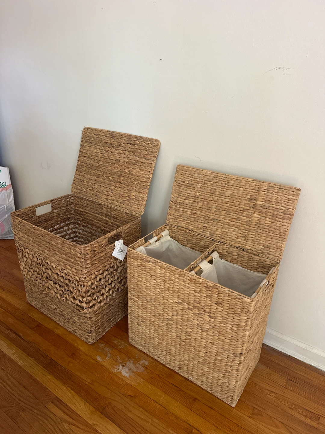 Woven Water Hyacinth Baskets with Lids (Set of 2)