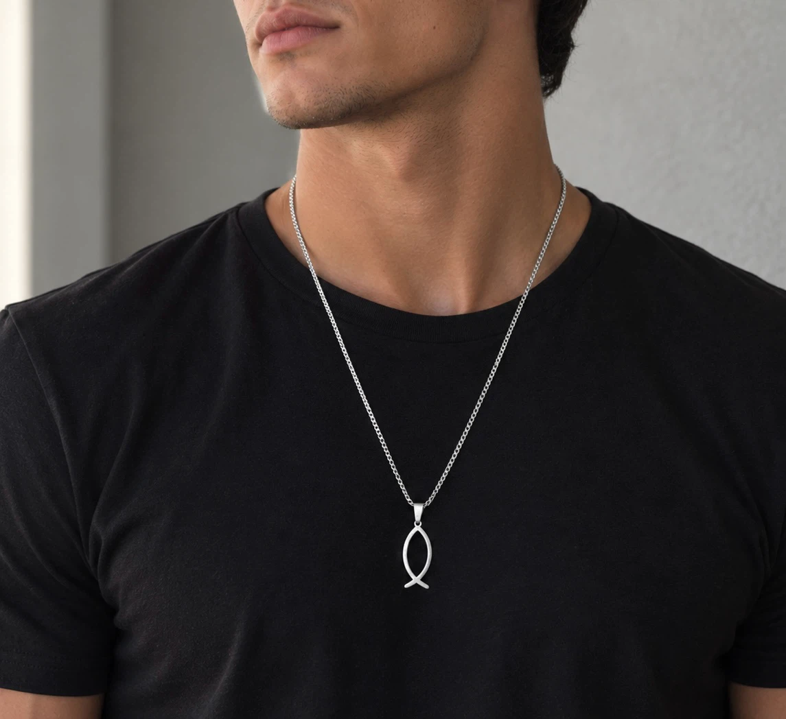 Stainless Steel Fish Pendant Necklace - photo 3