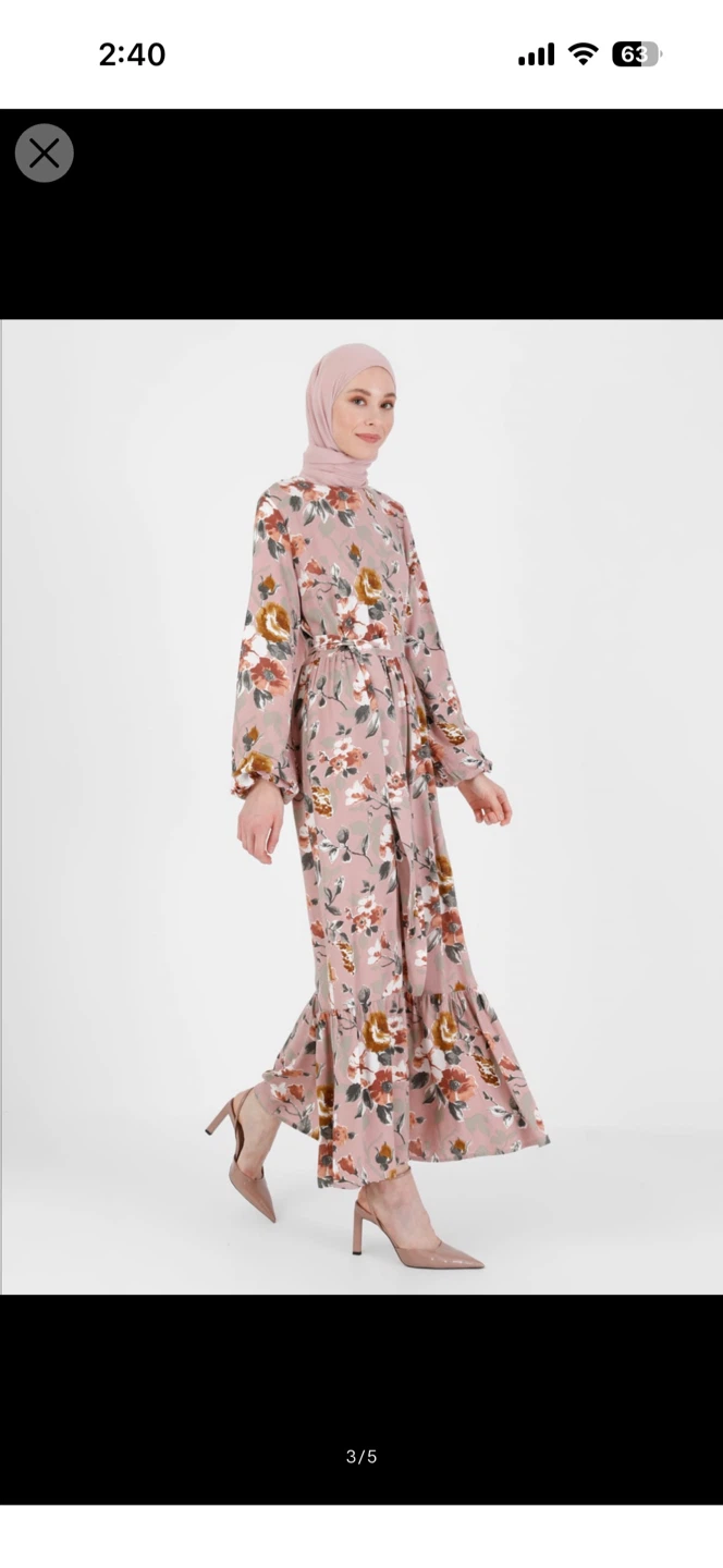 Floral Print Maxi Dress with Belt - photo 3