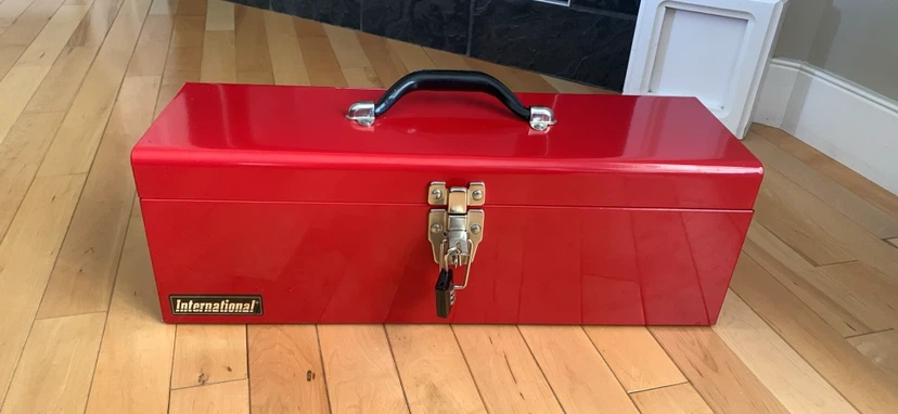 Red Metal Toolbox with lock