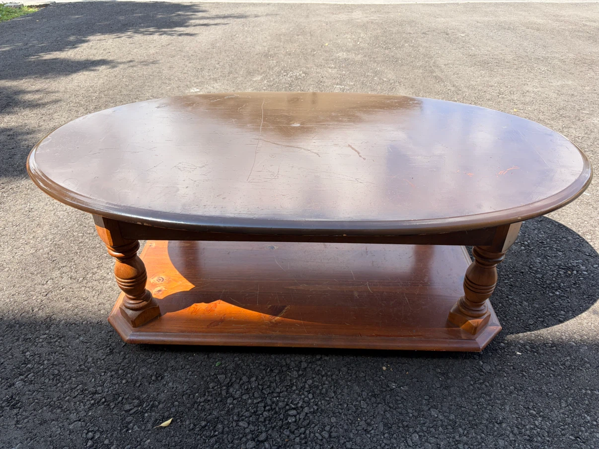 Oval Wood Coffee Table | 2-Tier Shelf | Brown | Great Cond