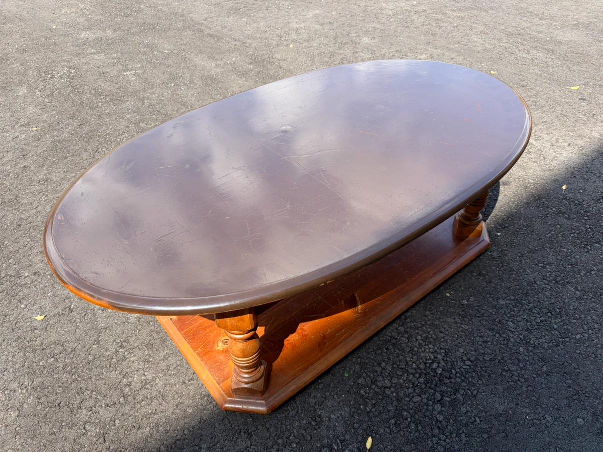 Oval Wood Coffee Table | 2-Tier Shelf | Brown | Great Cond - photo 2