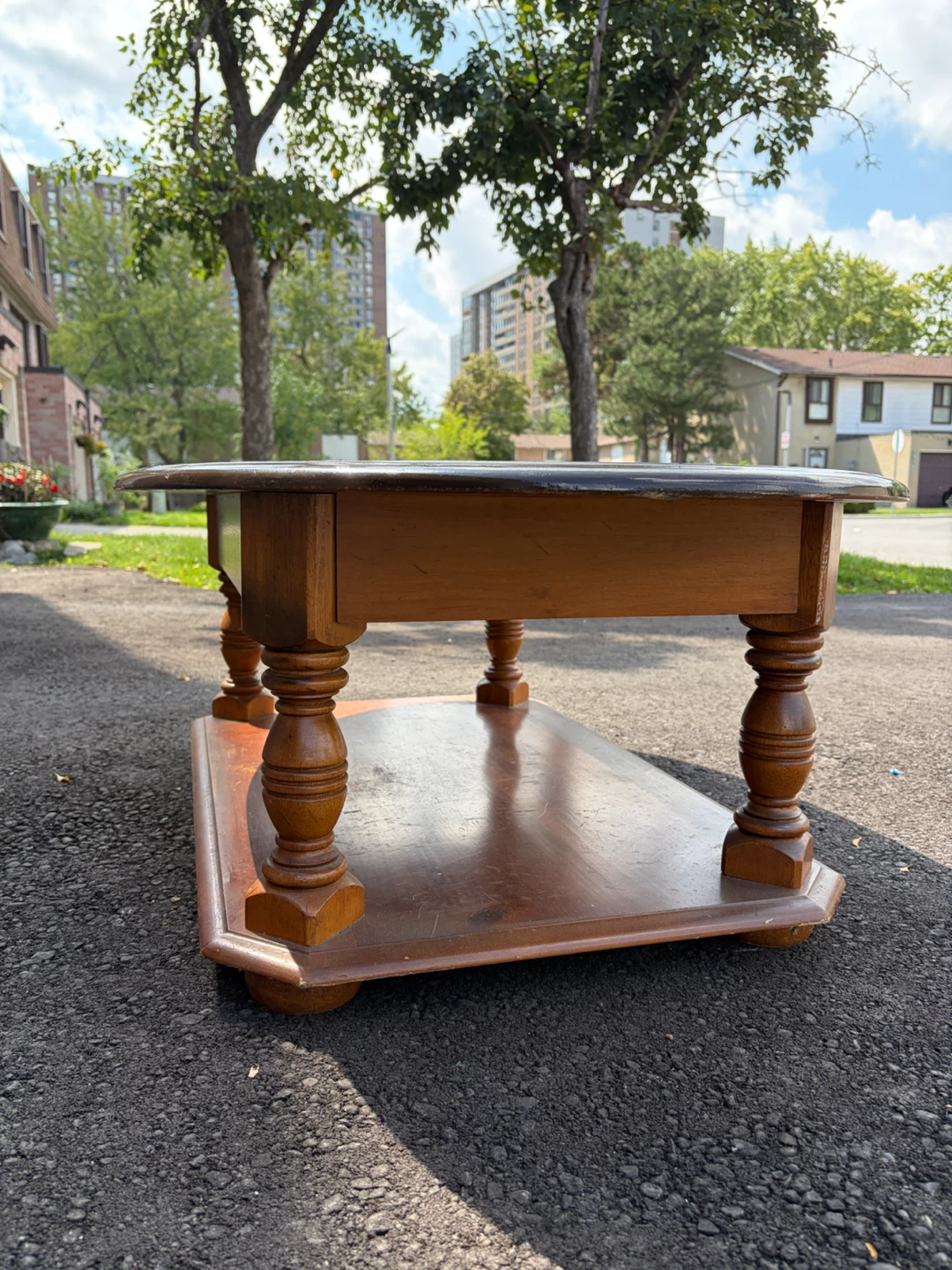 Oval Wood Coffee Table | 2-Tier Shelf | Brown | Great Cond - photo 4
