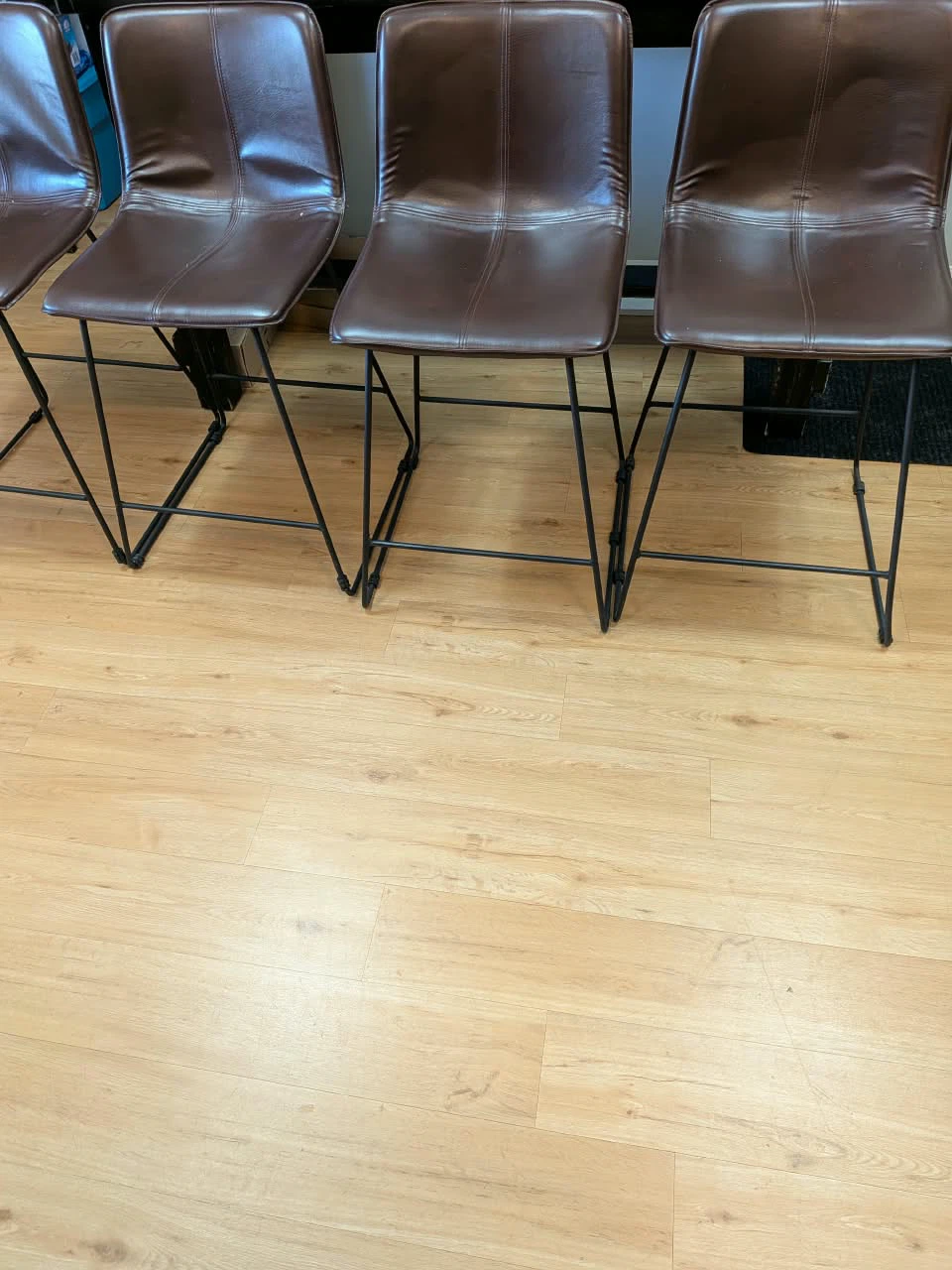 Set of 4 Brown Faux Leather Bar Stools