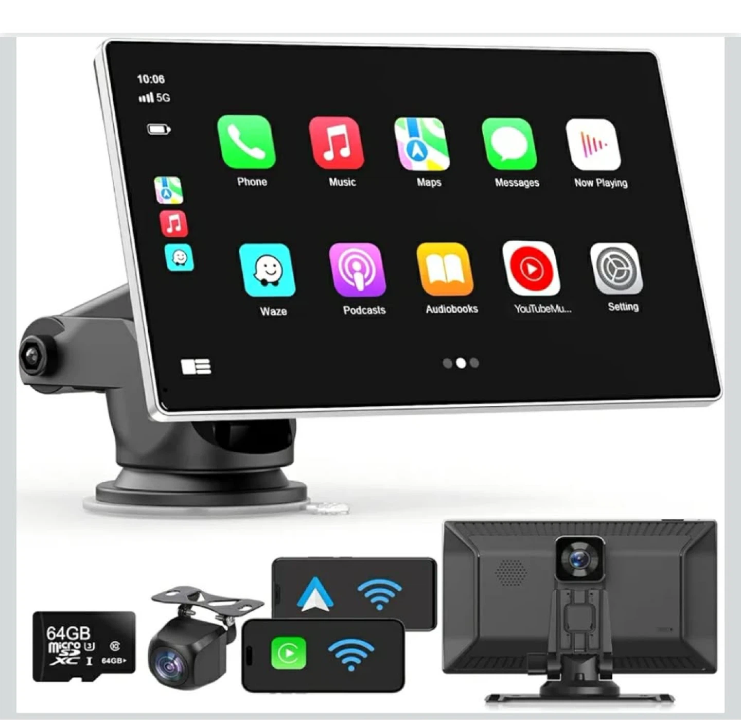 Upgraded 4K + 1080P Dual Recording Car Camera with 64GB SD Card
