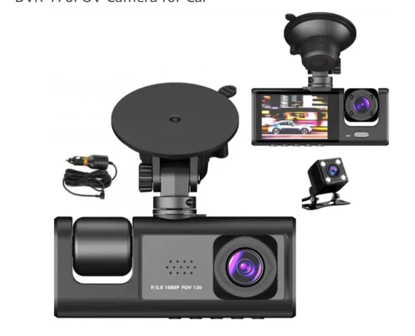 1080P Dual Dash Cam with Suction Mount