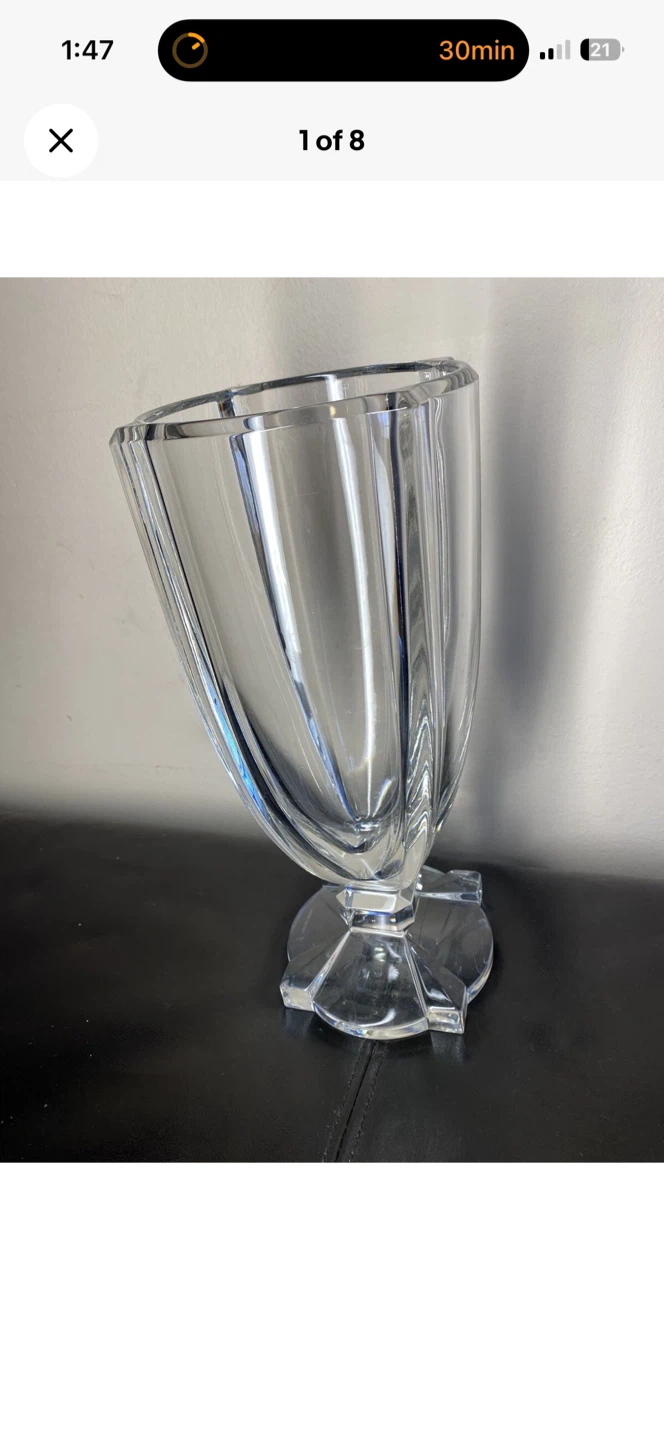 Miller Rogaska Pedestal Vase Clear Art Glass Heavy