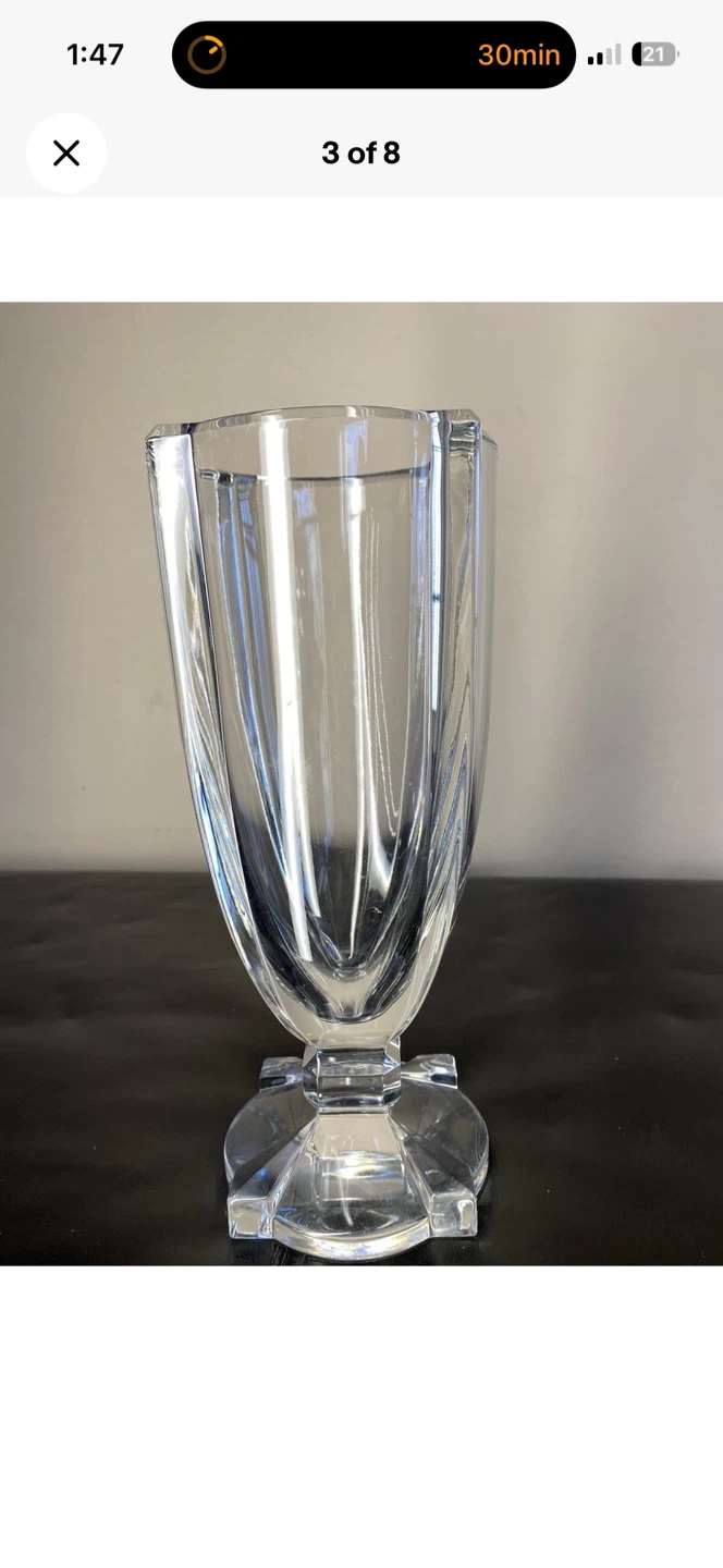 Miller Rogaska Pedestal Vase Clear Art Glass Heavy - photo 3