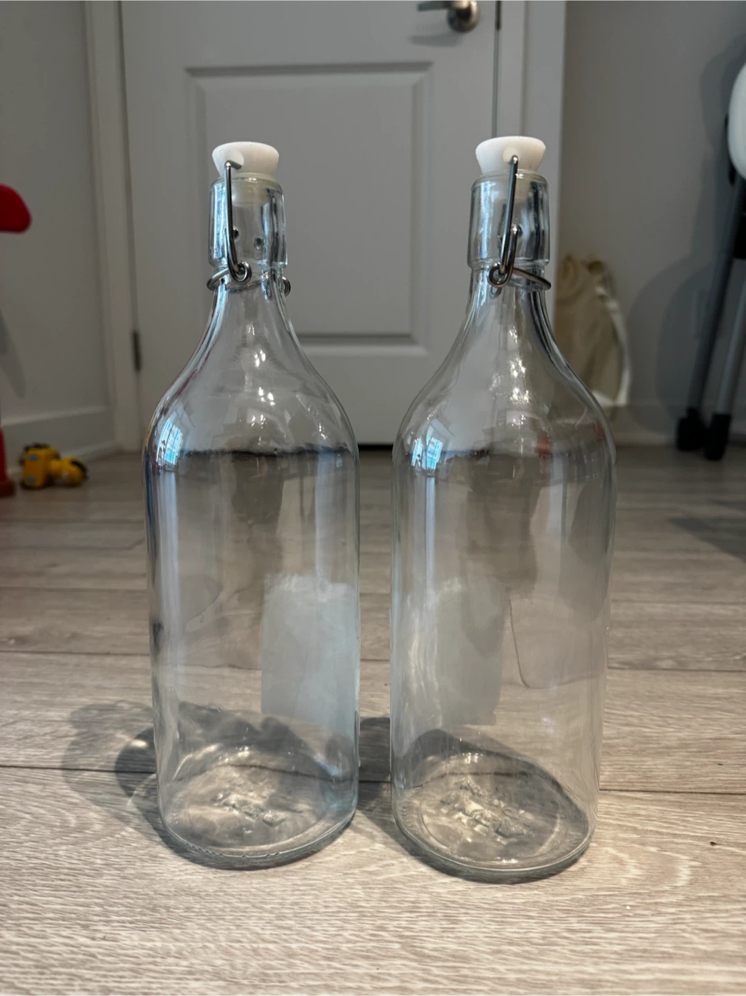 Clear Glass Swing Top Bottles (Set of 2)
