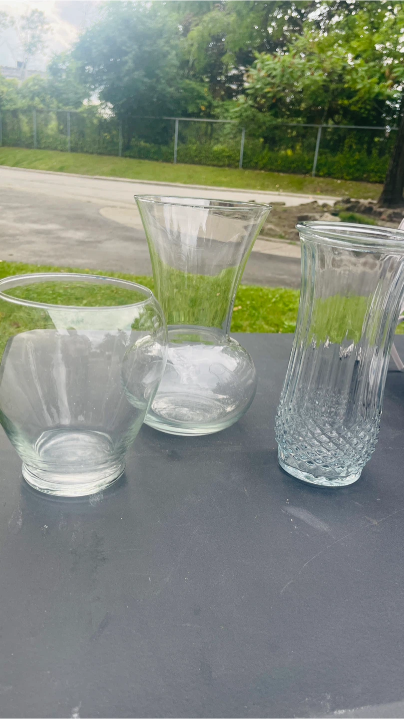 Set of 3 Glass Vases