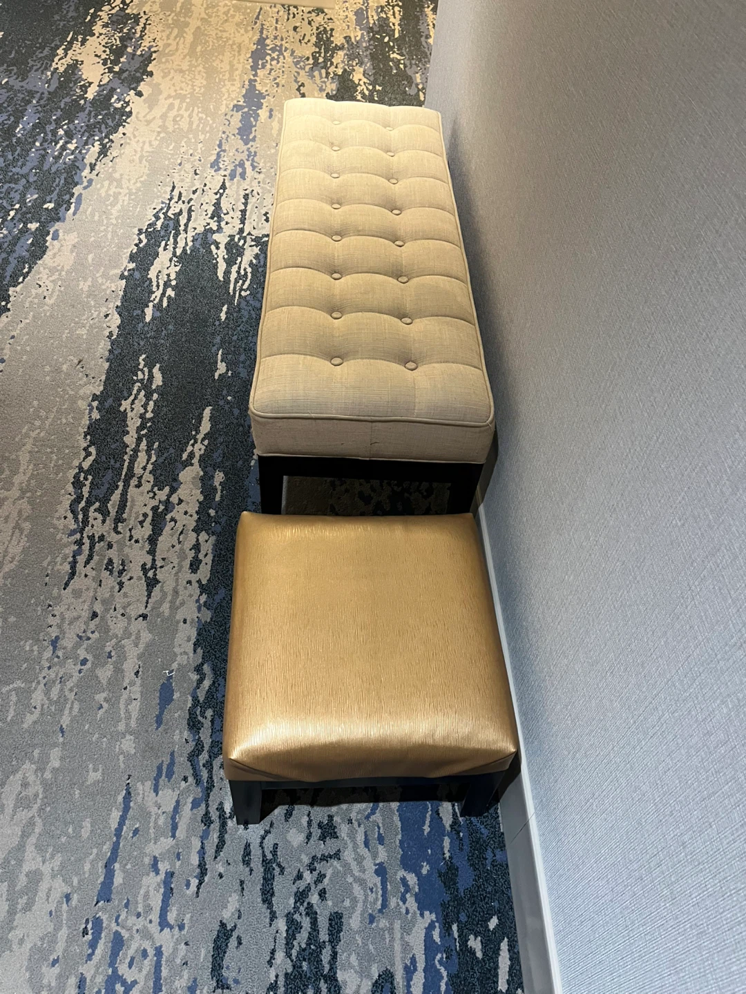 Tufted Upholstered Bench and Ottoman Set - photo 3