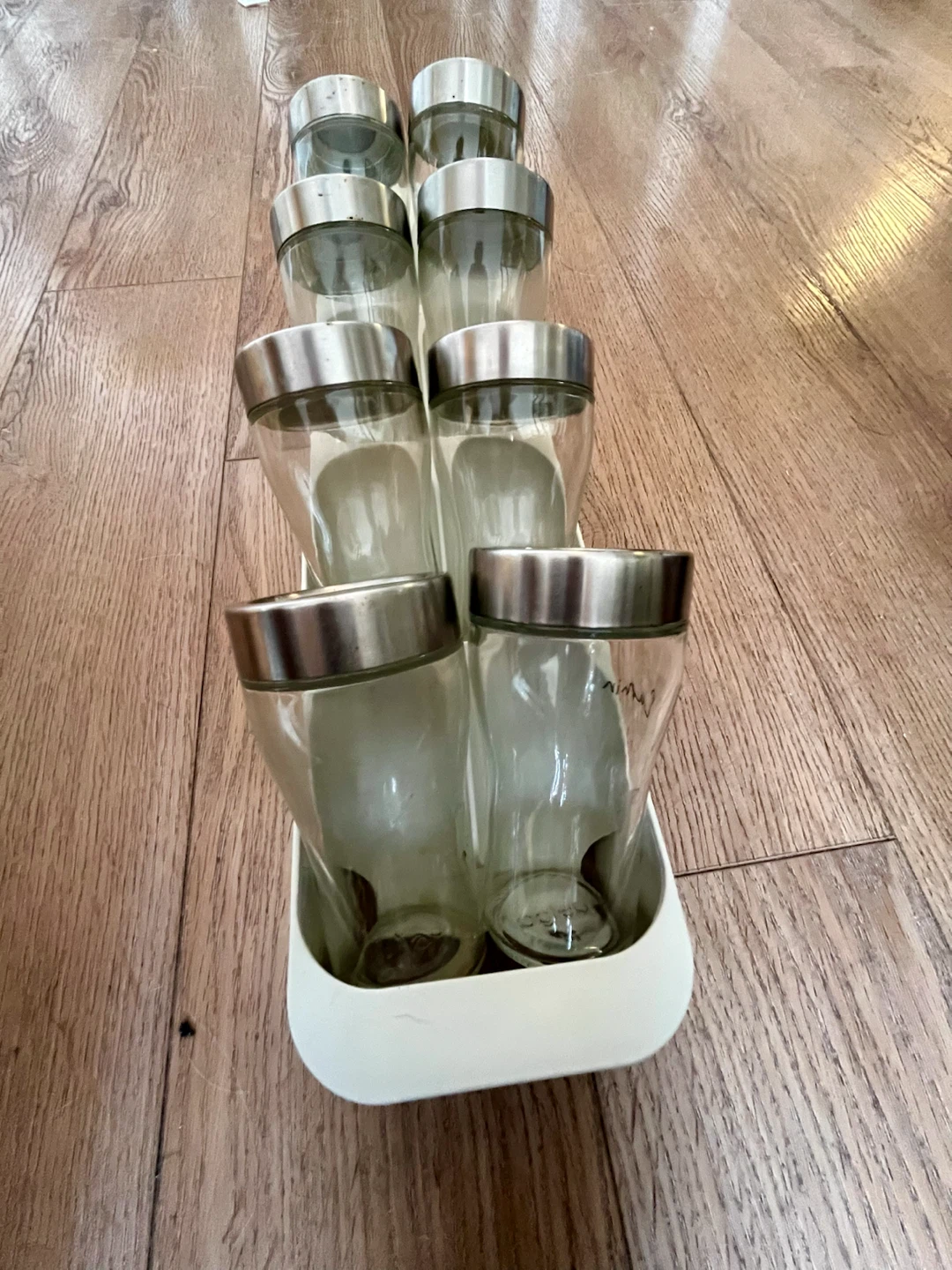 Glass Spice Jars with Metal Lids Set