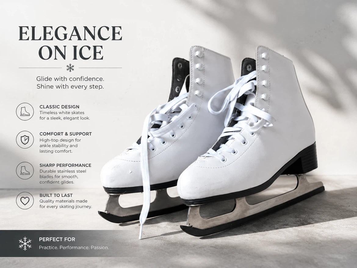 Vic hockey White Ice Skates - US Size 7