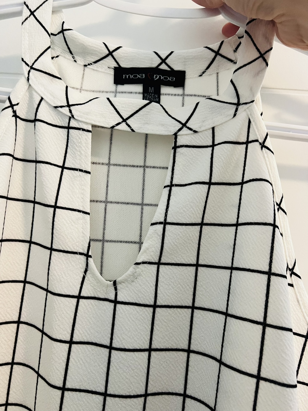 Moa Moa Grid Print Halter Neck Cutout Top - photo 2