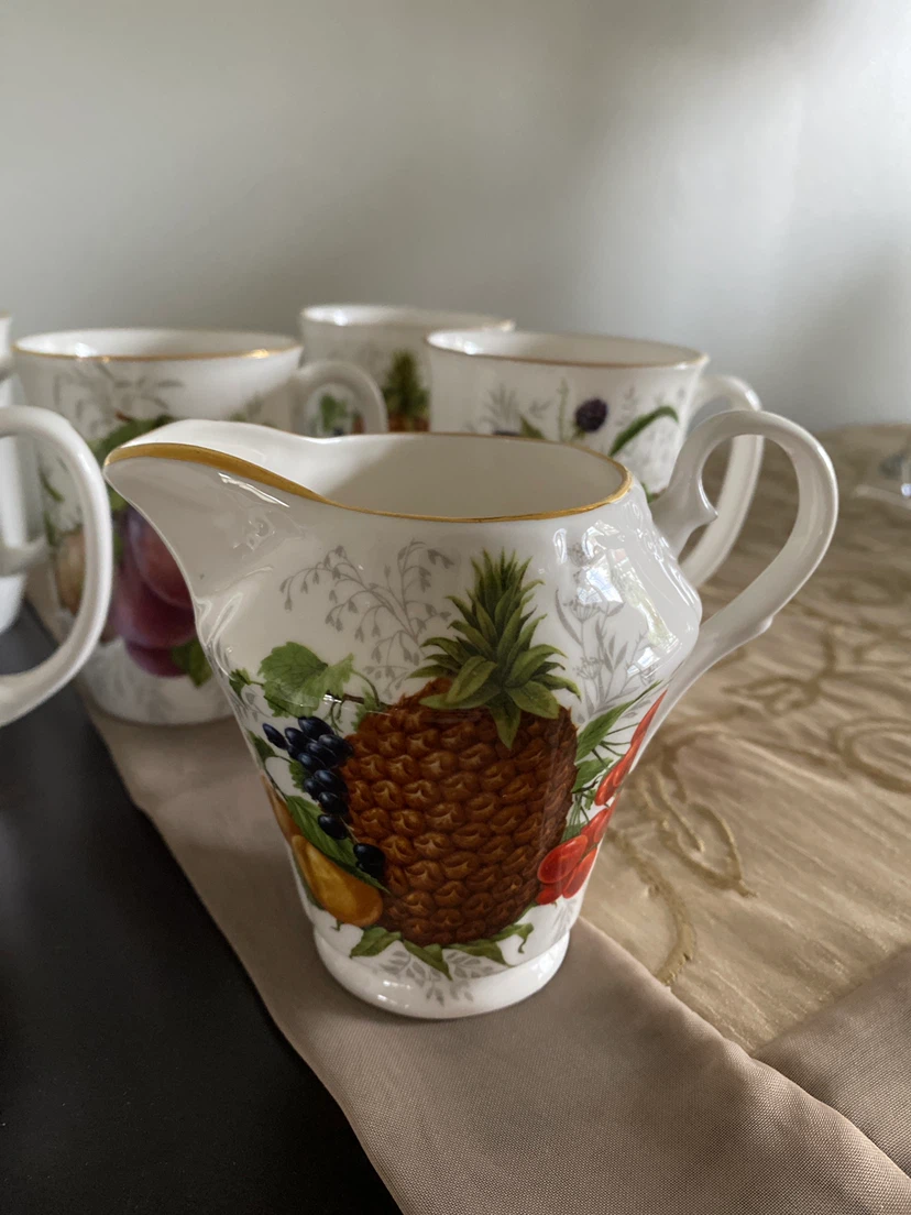 Fine Bone China Tea Set with Sugar Bowl, Creamer, and Mugs - photo 3