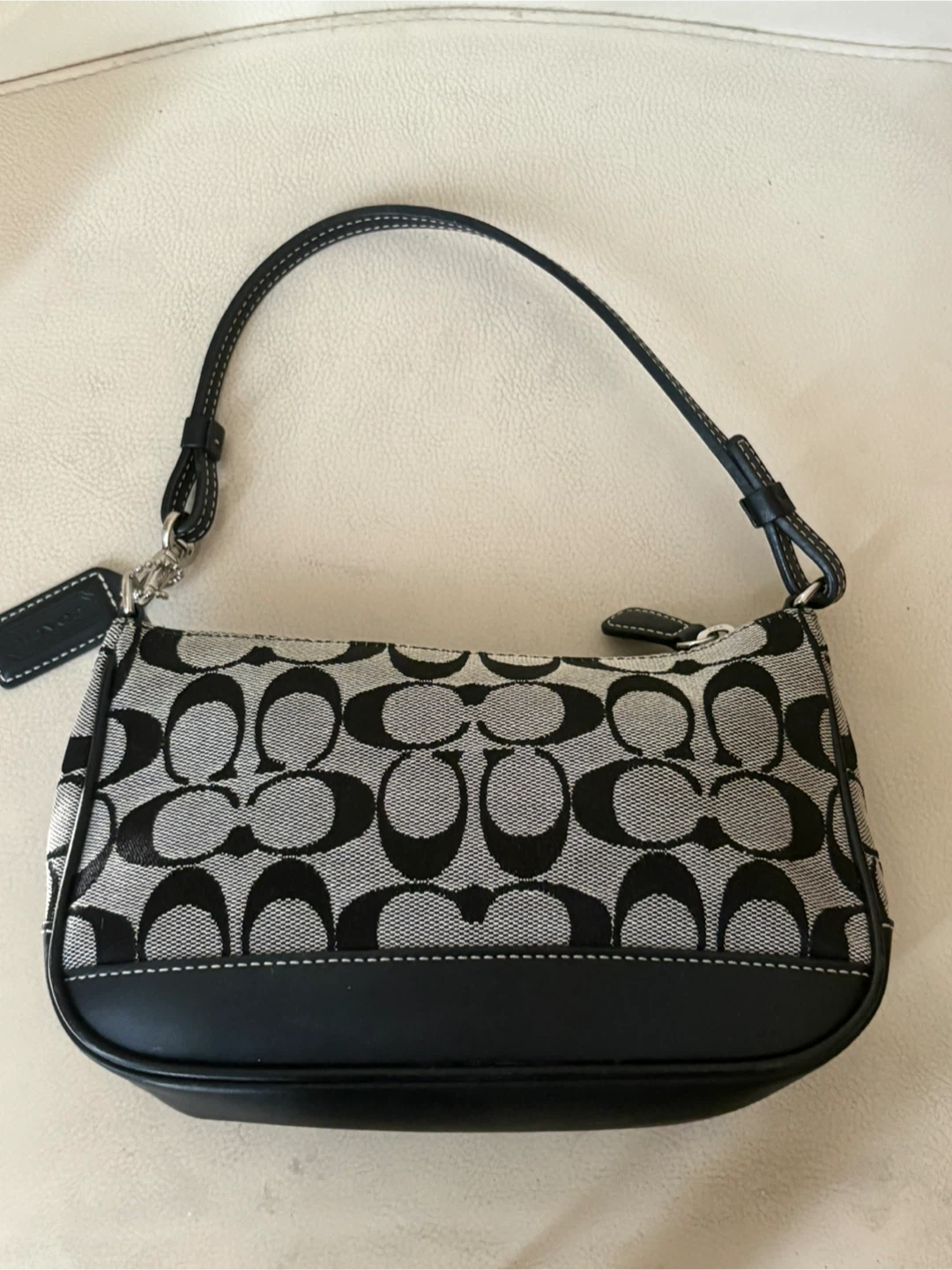 Vintage COACH Signature Shoulder Bag Black - Near Mint