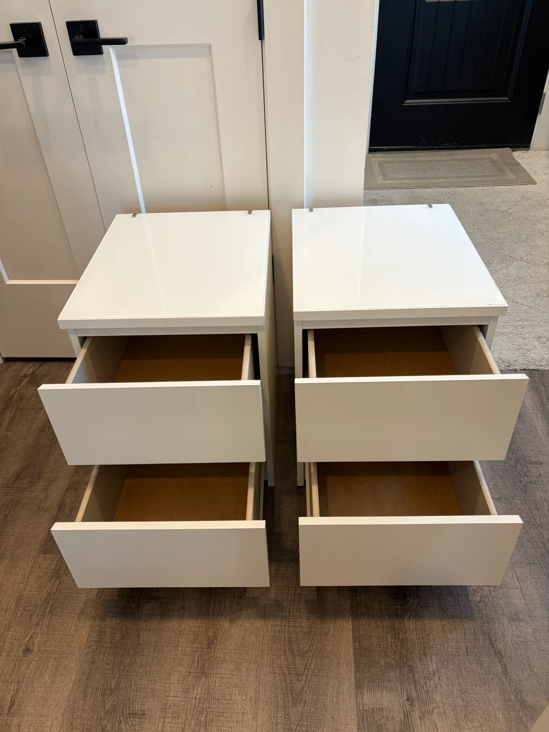 pair of IKEA nightstands with glass top - photo 2