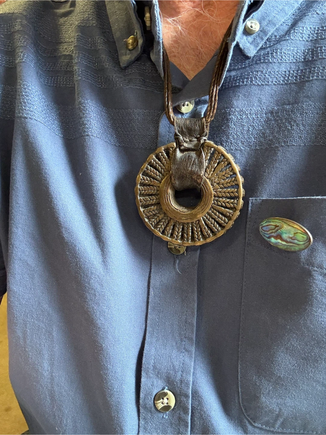 Dogon Sun Bronze Amulet Necklace