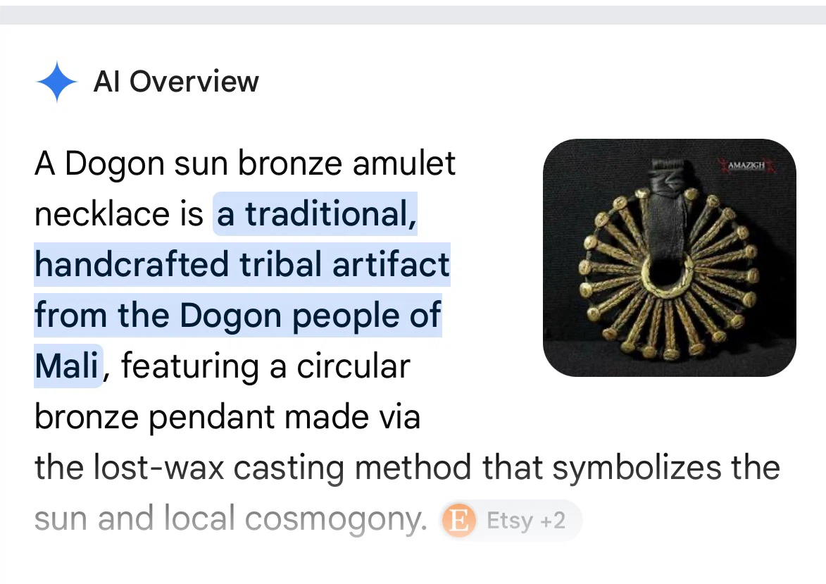 Dogon Sun Bronze Amulet Necklace - photo 2
