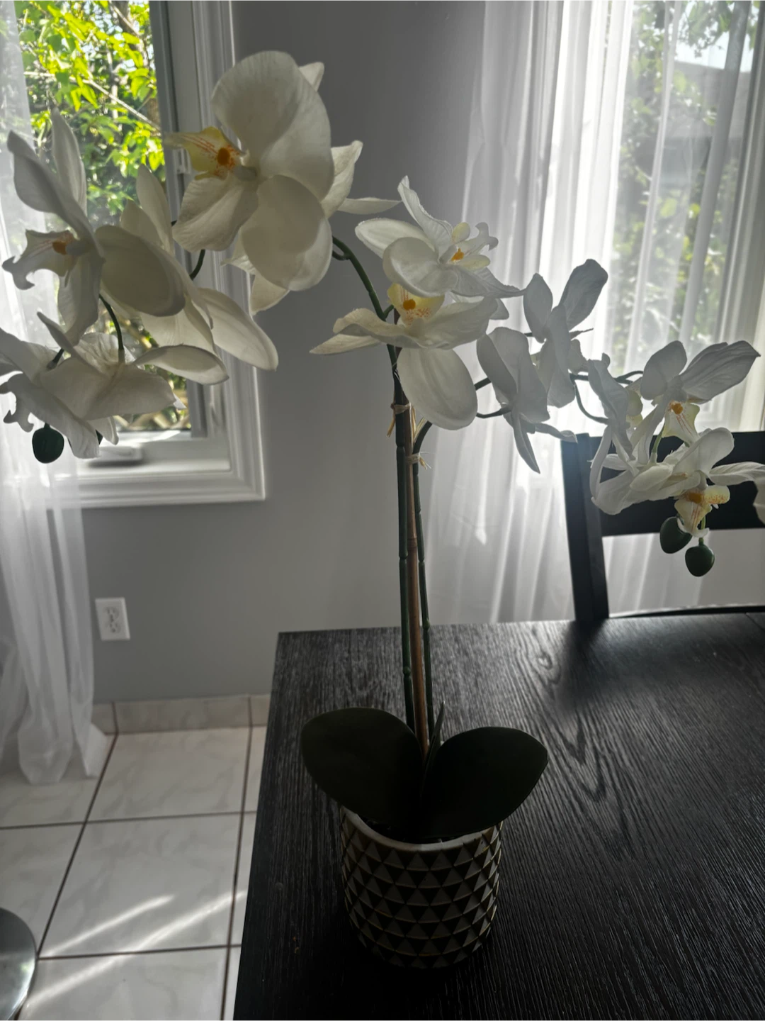White Artificial Orchid Plant - photo 2