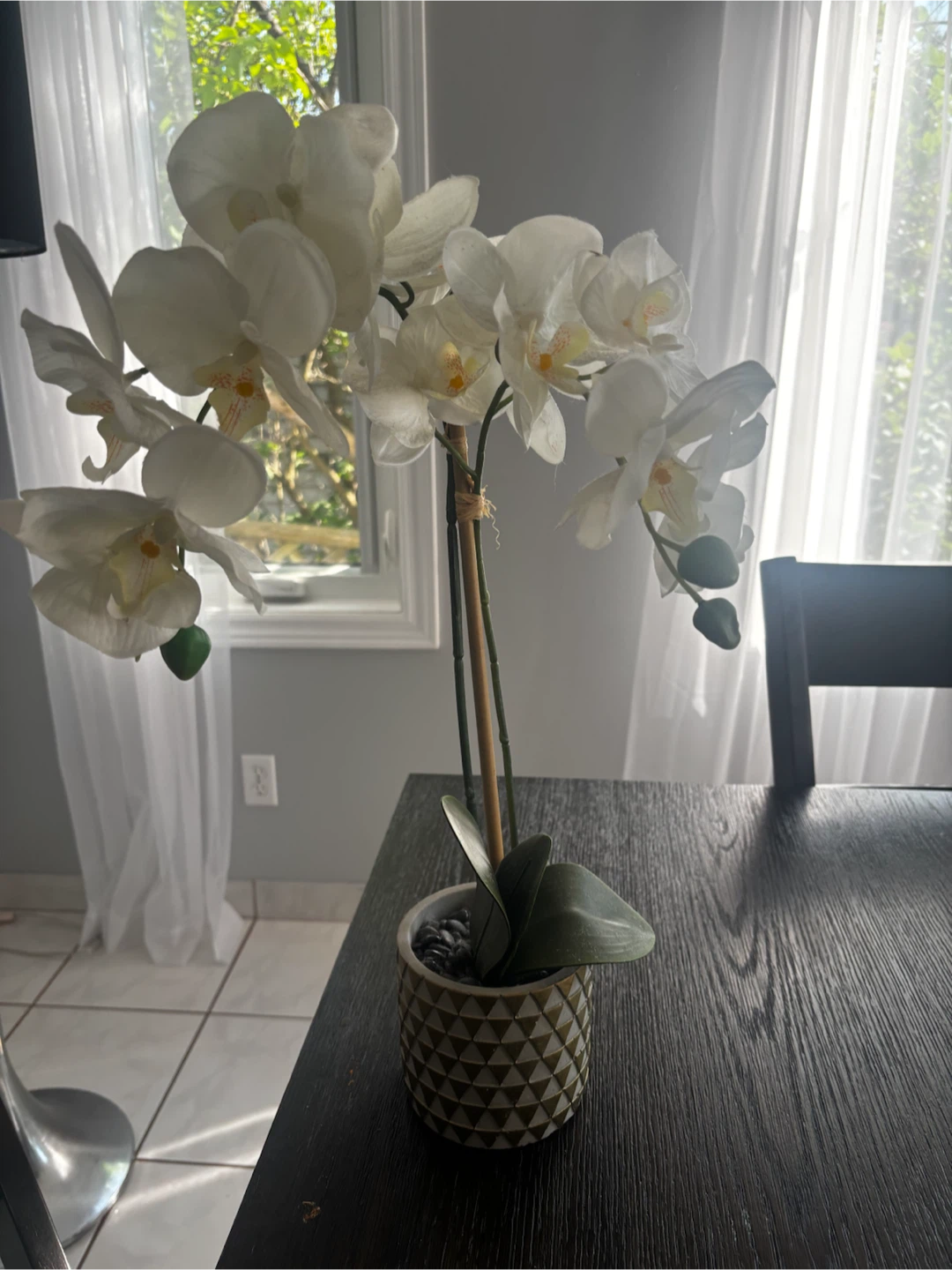 White Artificial Orchid Plant - photo 3
