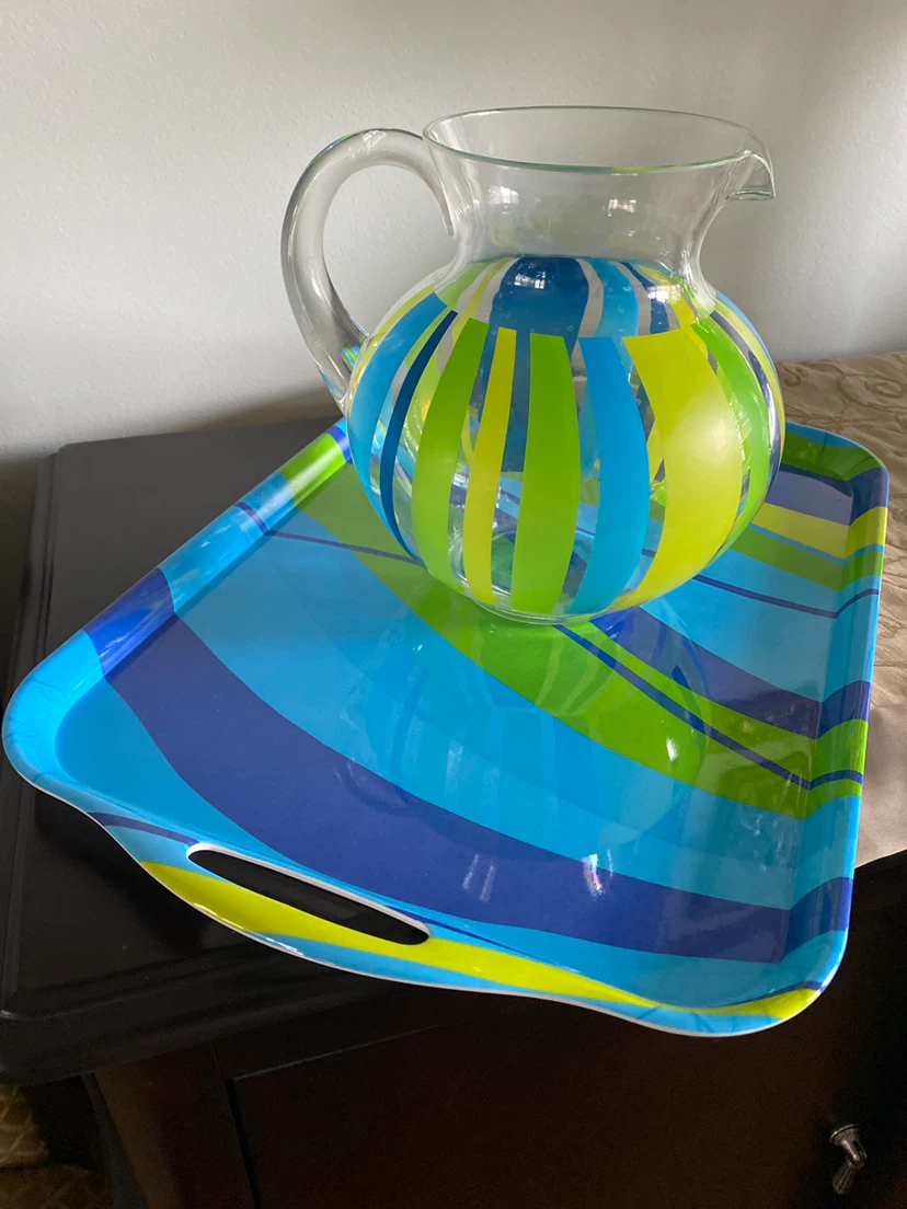 Plastic Pitcher and Serving Tray Set