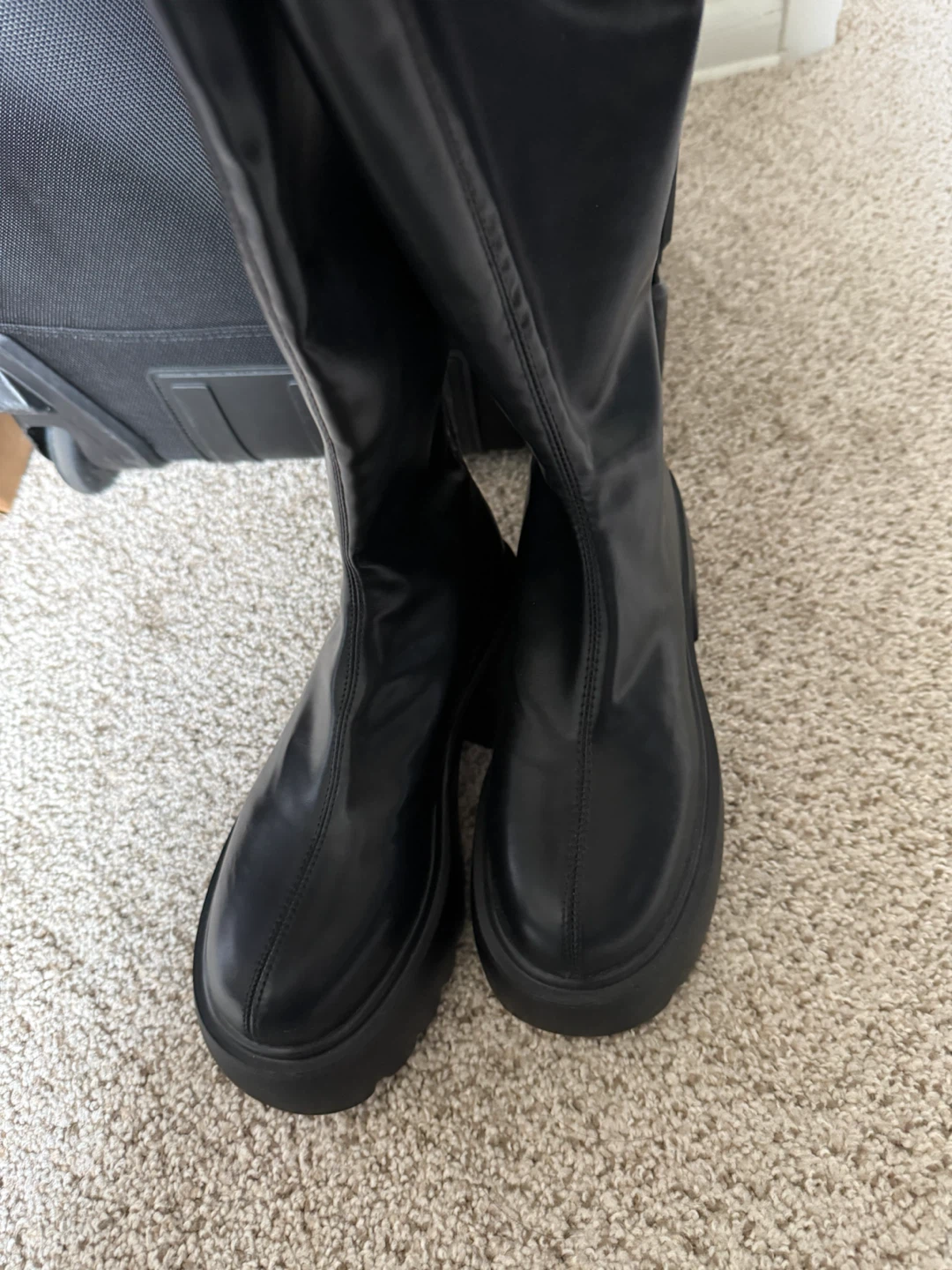 Black Platform Knee High Boots