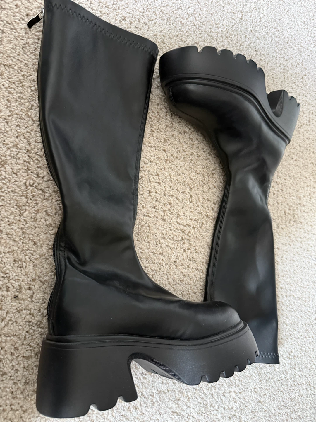 Black Platform Knee High Boots - photo 4