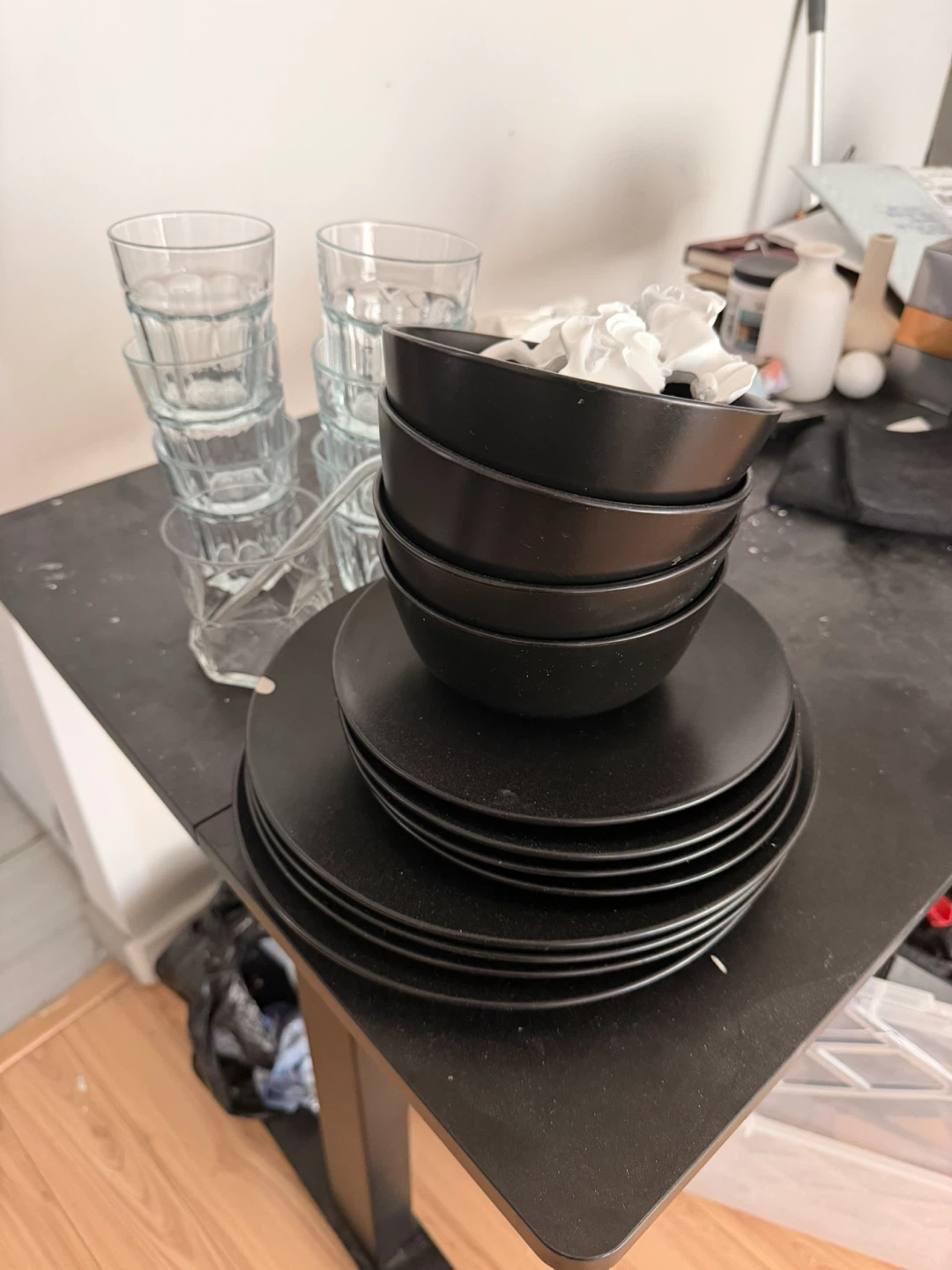 Black Dinnerware Set with Glasses - photo 3