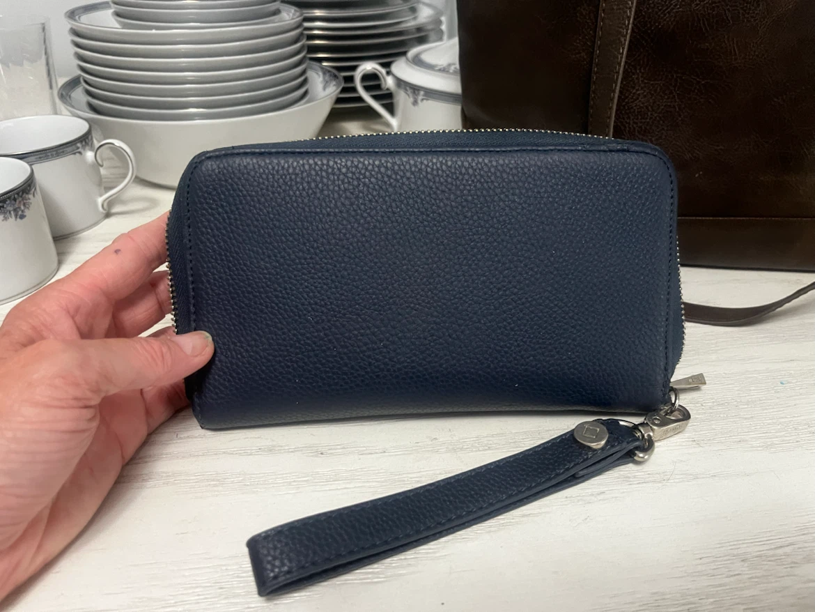 Navy Blue Zip-Around Wallet with Wristlet - photo 2