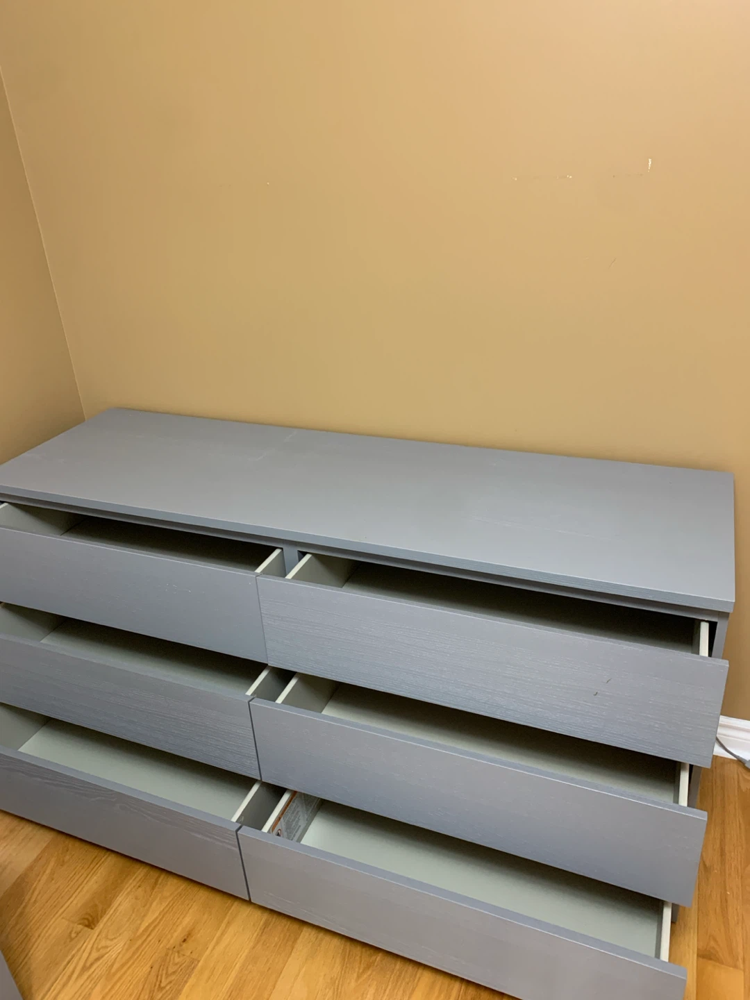 IKEA MALM Grey 6-Drawer Dresser, Nightstand + Shelf - photo 2