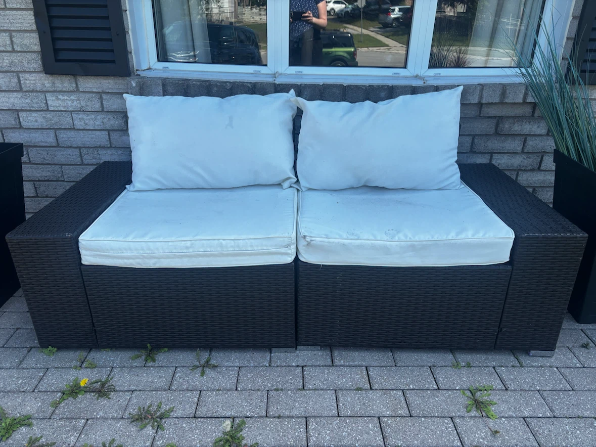 Outdoor Wicker Sectional Sofa with Corner Table