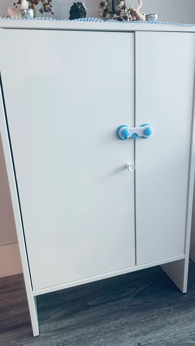 White Two-Door Cabinet with Safety Locks