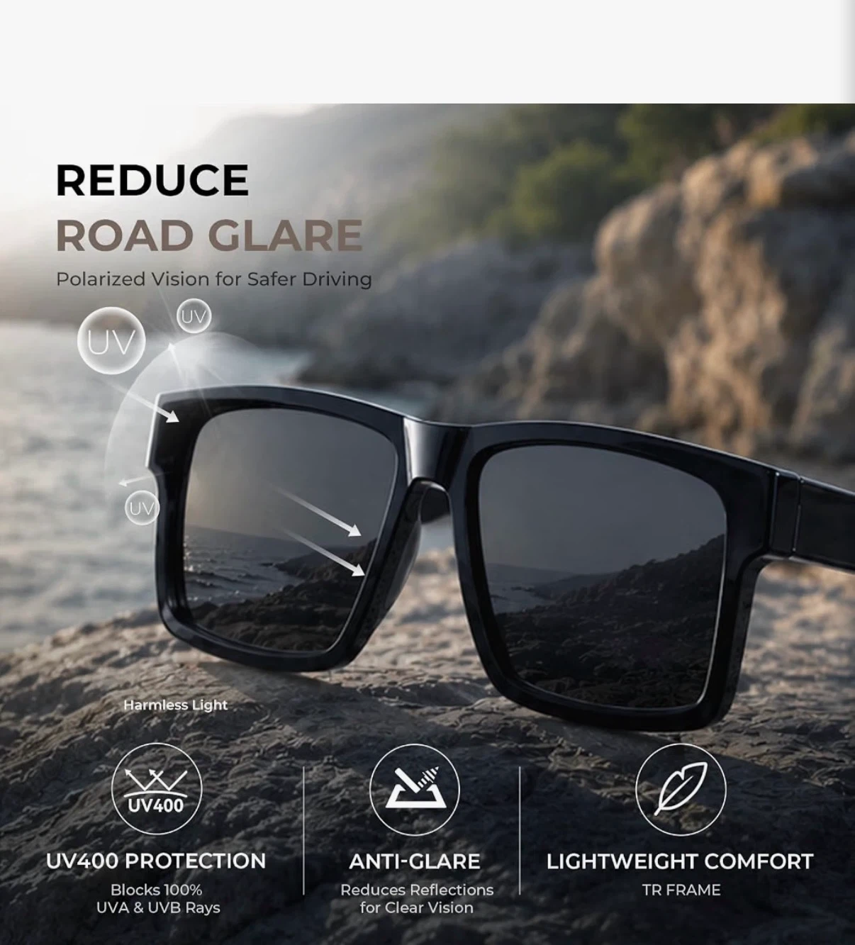 LOHO Polarized Fit Over Sunglasses - Oversized Square UV400 - photo 4
