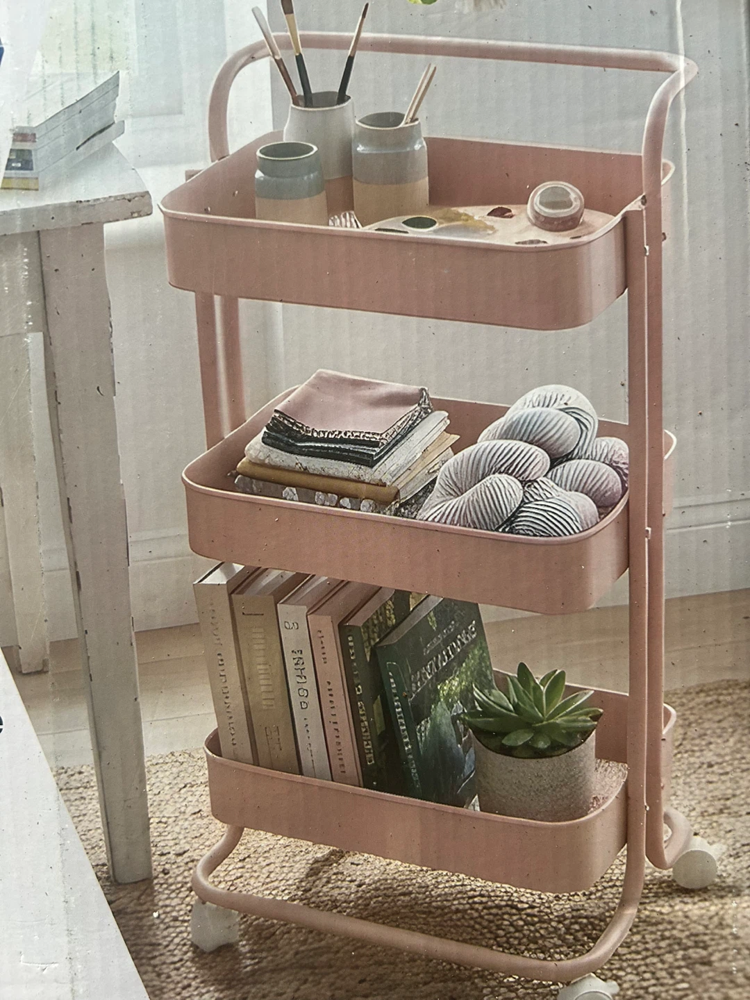 Brand new Pink 3-Tier Rolling Utility Cart