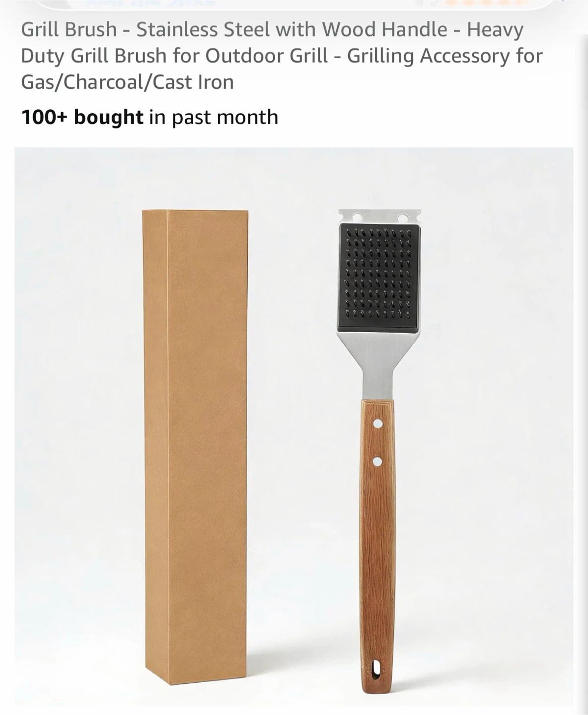 Heavy Duty Grill Brush with Wood Handle