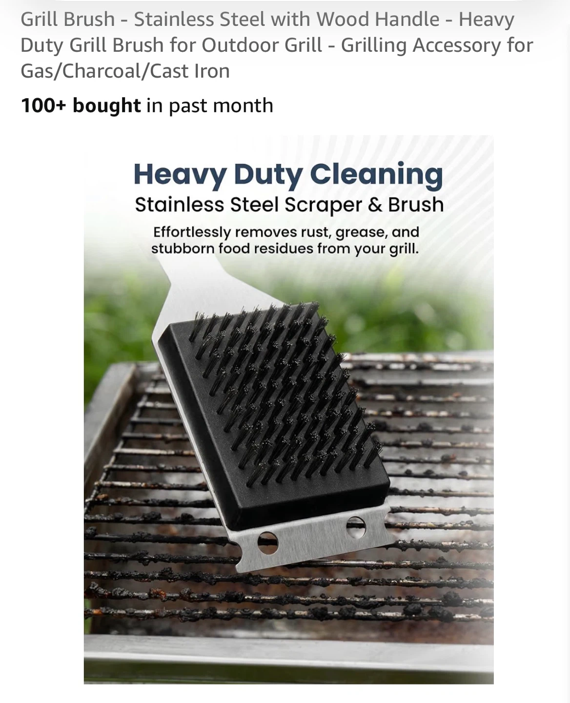 Heavy Duty Grill Brush with Wood Handle - photo 2