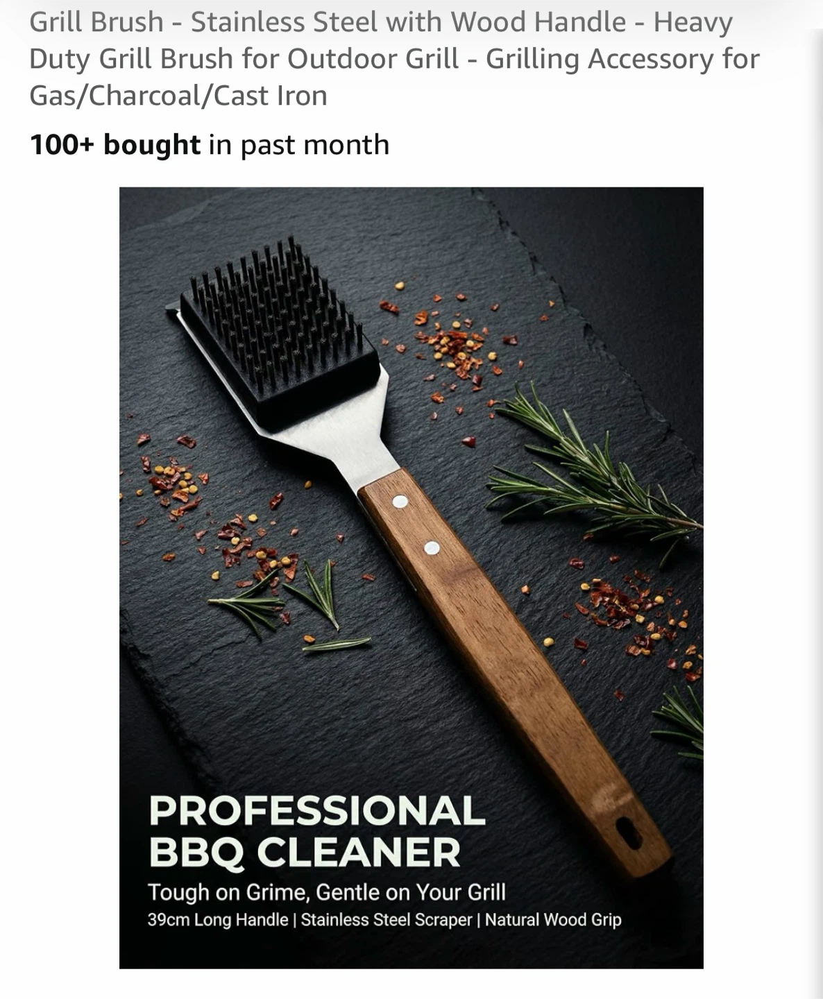 Heavy Duty Grill Brush with Wood Handle - photo 3