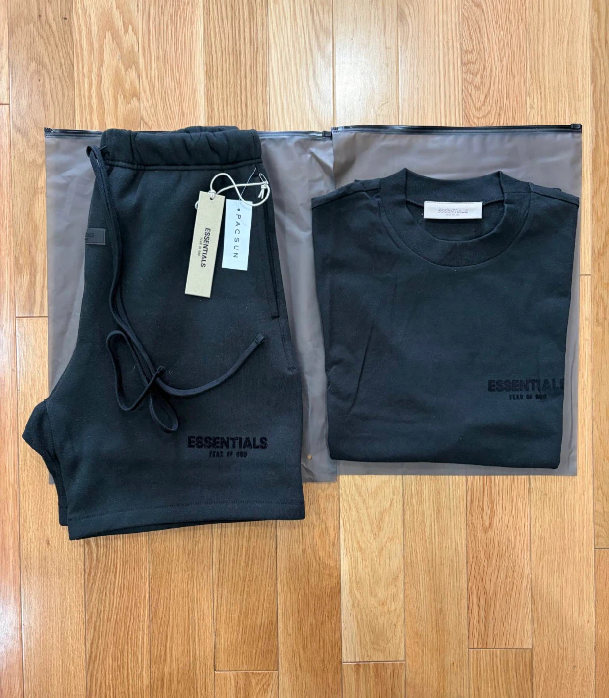 Fear of God Essentials Black Sweat Shorts & T-Shirt Set