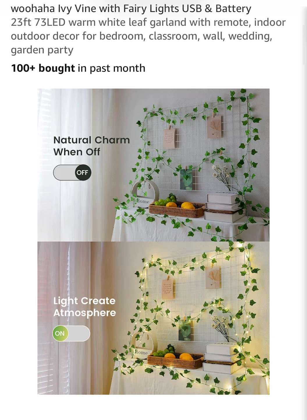 woohaha Ivy Vine with Fairy Lights Garland - photo 5