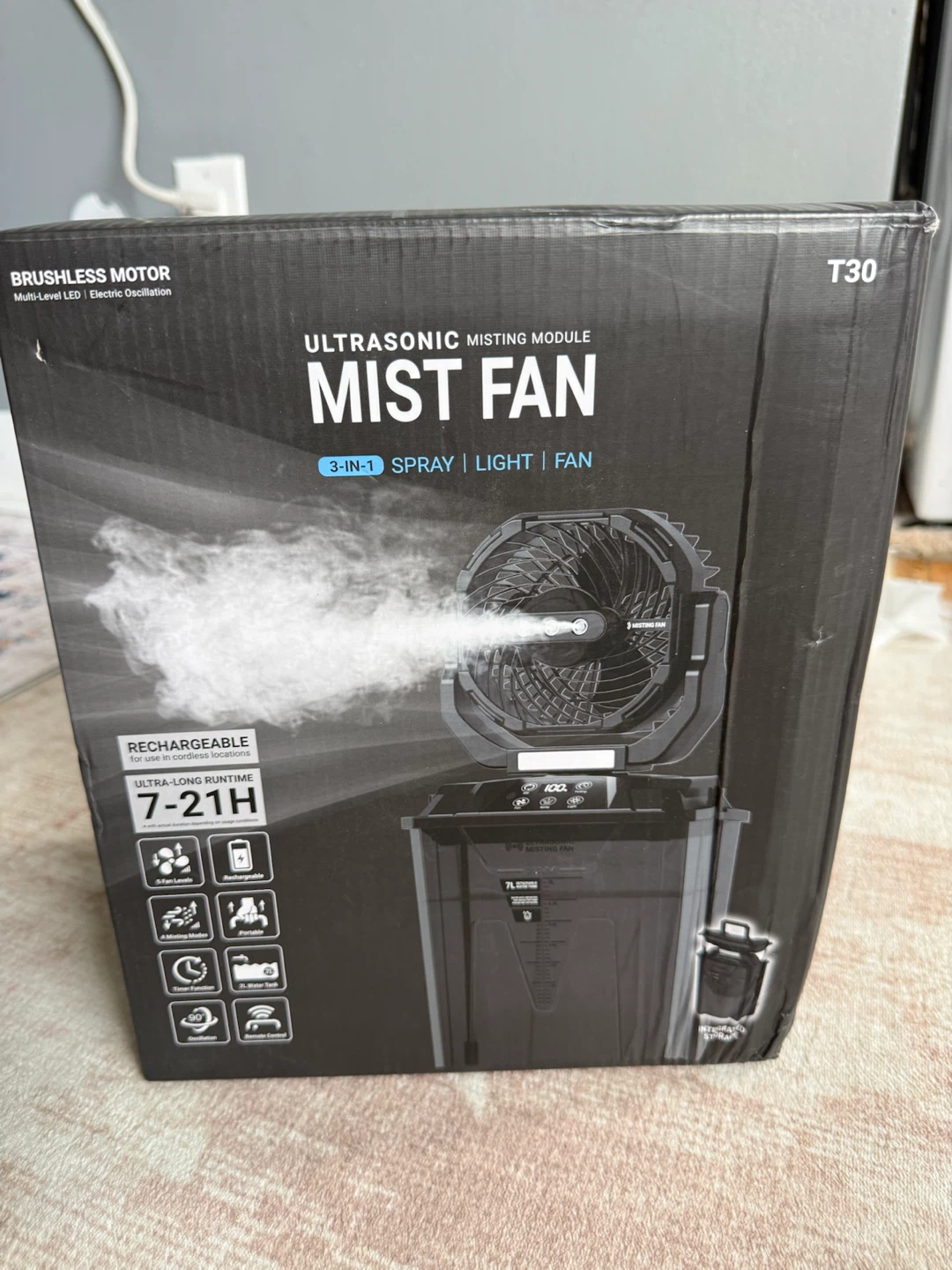 Ultrasonic Misting Fan - 3-in-1 Spray, Light, Fan