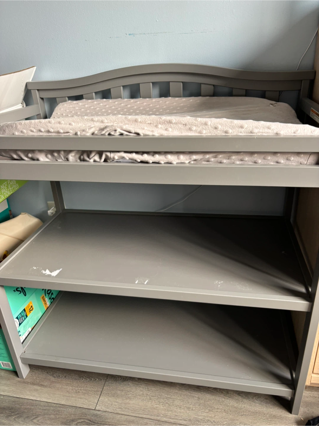 Grey Baby Changing table with Storage Shelves - photo 2